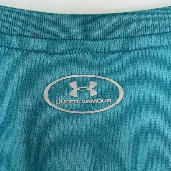 Under Armour Teal Blue Tech V-Neck Short Sleeve Workout Shirt NWOT - Picture 7 of 8
